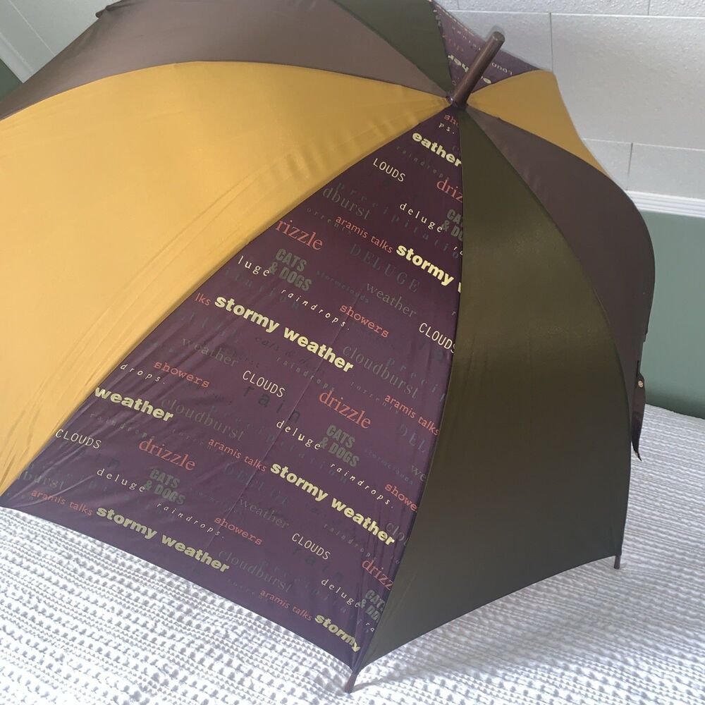 RARE ARAMIS “Dry Wit” UMBRELLA BROWN GOLD PURPLE ORIGINAL PACKAGE NEW